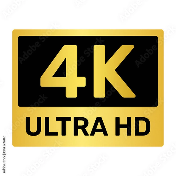 Obraz 4K ULTRA HD Resolution Golden Label: High-Definition Video Quality Icon on Transparent Background