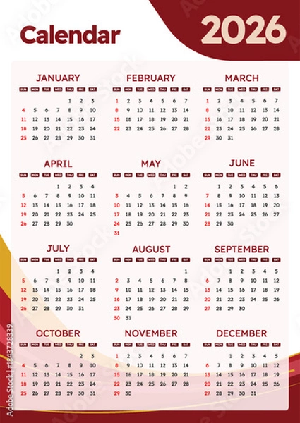 Obraz calendar template with abstract geometric design illustration