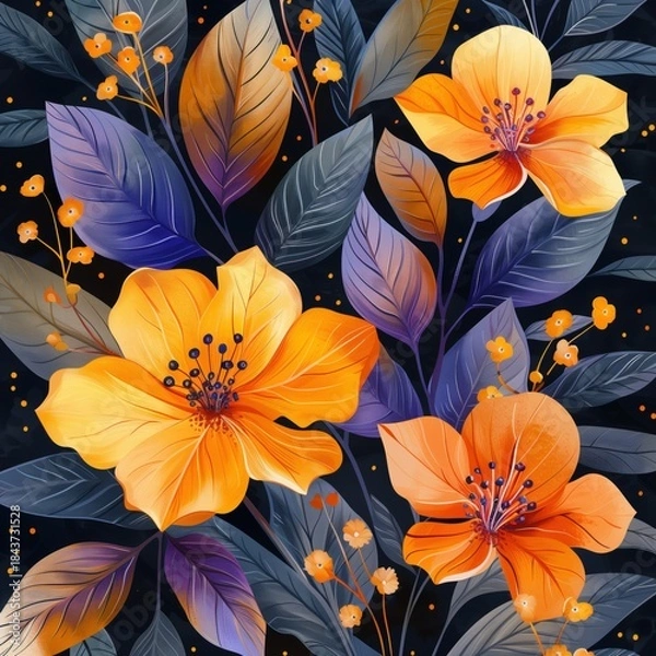 Obraz Orange and Purple Flower Collage