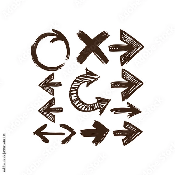Obraz Hand-drawn Sketchy Arrow and Symbol Collection