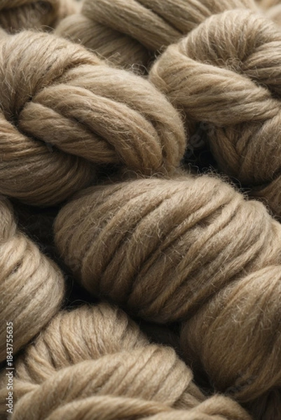 Fototapeta Natural sheep wool fiber. Art and craft. Brown wool texture