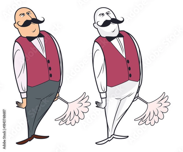 Obraz Dapper cartoon butler with duster.
