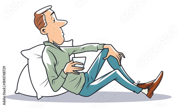 Obraz Relaxing man sitting with drinks.