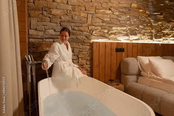 Obraz Relaxing spa experience in a tranquil setting with a soak