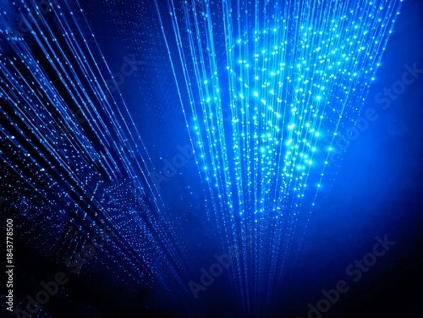 Obraz 没入型デジタルアートが作り出すサイバーでクールな青色イルミネーション背景