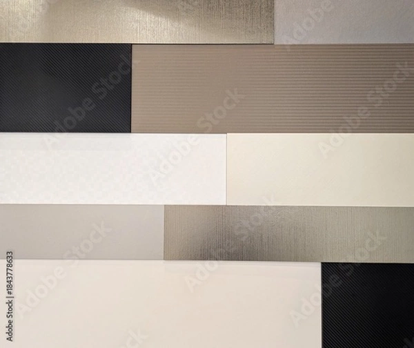 Obraz 複数のニュートラルカラーとテクスチャを組み合わせたモダンな幾何学デザイン背景