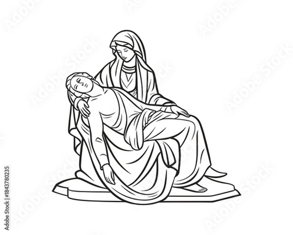 Obraz Minimal Clean Vector Illustration of the Pietà Statue