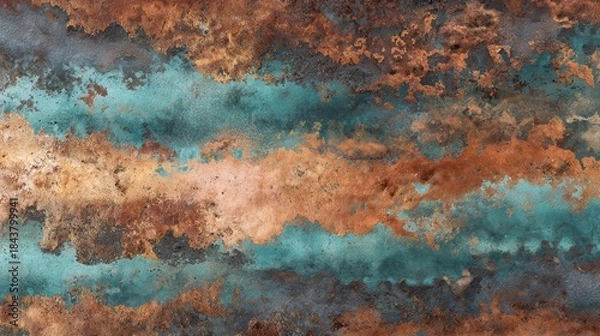 Obraz patinaed copper surface with rust grunge and texture