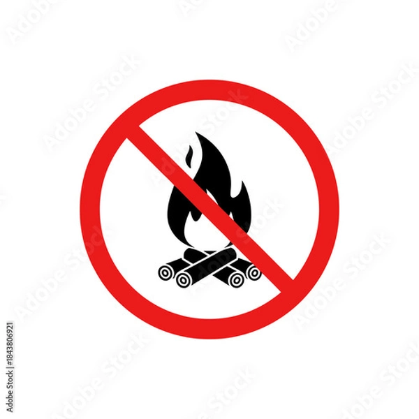 Obraz No Campfire Allowed – Open Fire Prohibition Icon