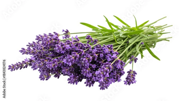 Fototapeta Fresh lavender bouquet isolated on a white background