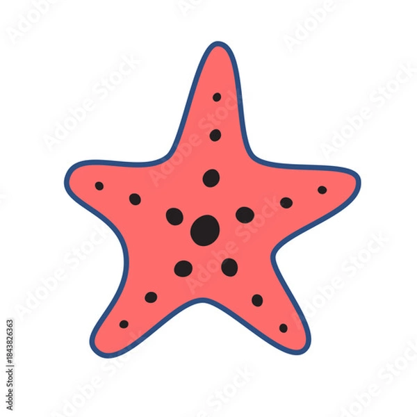 Obraz red starfish on white background