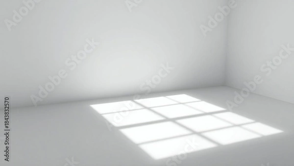 Obraz Bright sunlight streaming through window grids onto a white floor