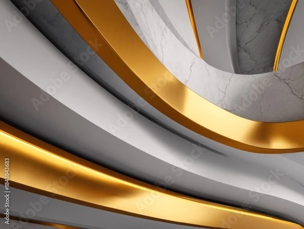 Obraz Abstract architectural design with gold and white elements in modern style