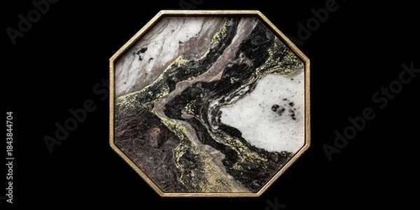 Obraz Abstract artwork in octagonal frame black background artistic design for decor