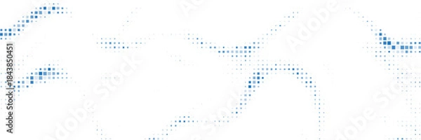 Obraz Abstract white background of random blue dots forming a grid pattern. Digital technology concept, big data, information technologies.