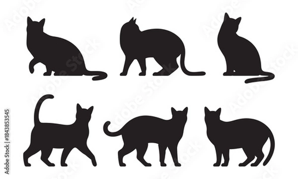 Obraz cat silhouette set vector