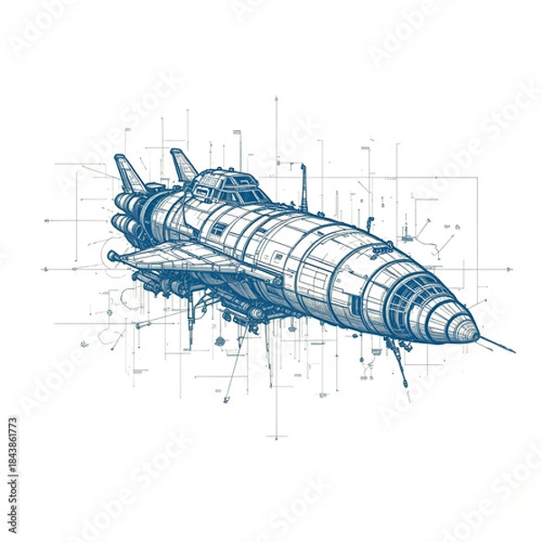 Obraz Sci-Fi Spaceship Blueprint Schematic