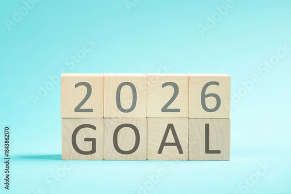 Fototapeta Goal for 2026 in progress, new year, plan and action concept, business strategy,  challenge, success and achievement
