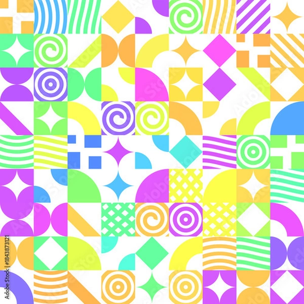 Obraz Colorful abstract geometric seamless pattern background. 3d rendering.
