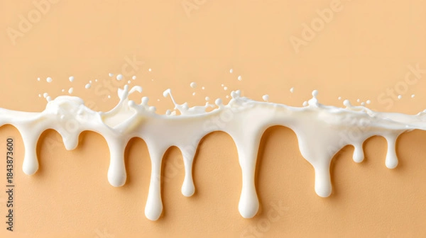 Fototapeta Creamy Dessert Melting with Smooth Dripping Texture