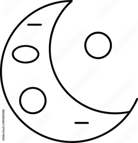 Fototapeta moon icon outline vector illustration on transparent background