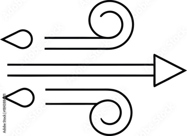 Obraz wind icon outline vector illustration on transparent background
