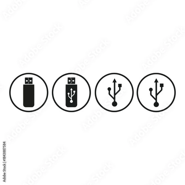 Fototapeta Usb cable and plug icons set