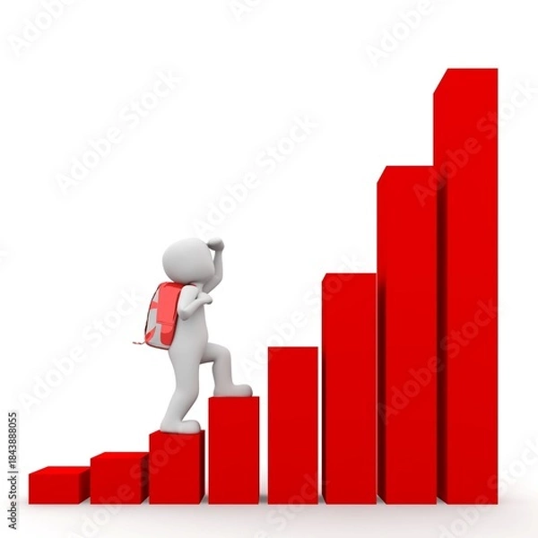 Fototapeta The image shows an icon of going up stairs