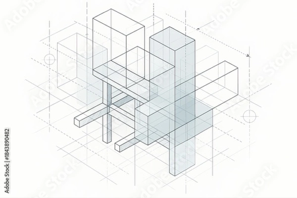 Fototapeta Isometric Architectural Structure Diagram