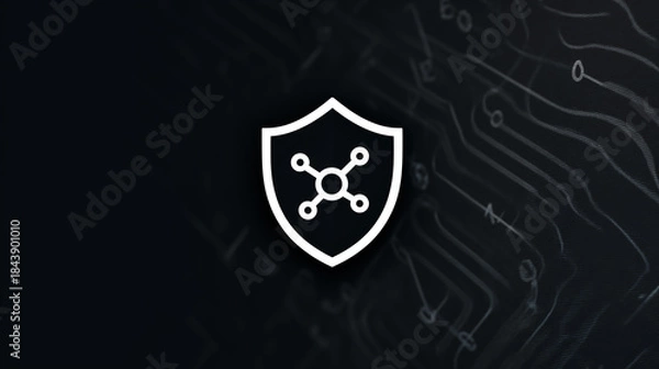Fototapeta IT and technology security concept with shield and digital elements
