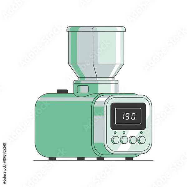 Fototapeta Digital domestic oil press machine illustration displaying temperature settings and minimalist