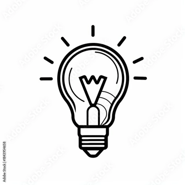 Obraz Minimalist light bulb line icon