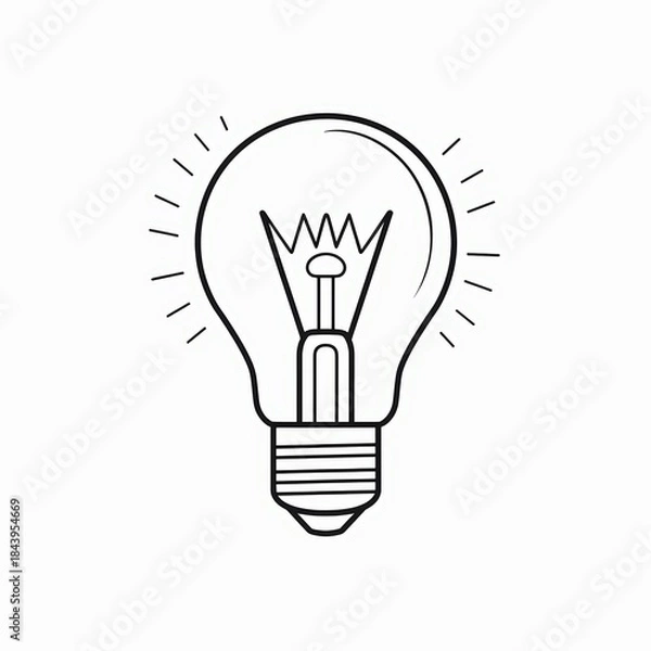 Obraz Minimalist light bulb line icon