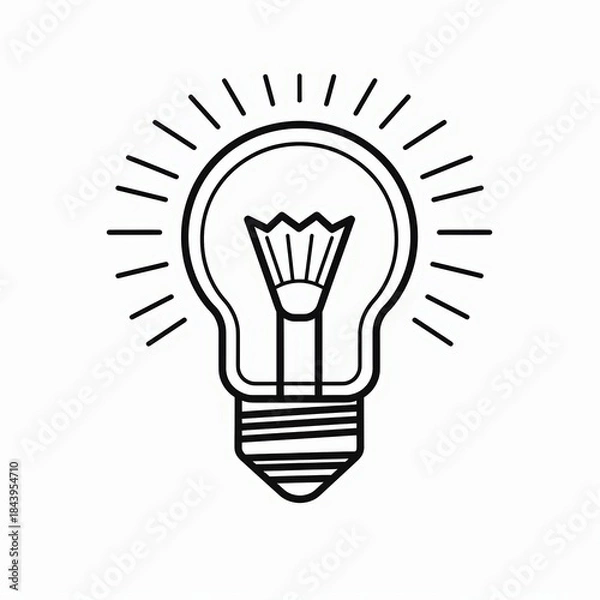 Obraz Minimalist light bulb line icon