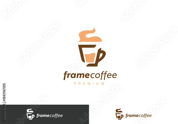 Obraz Simple frame coffee shop cafe logo vector template