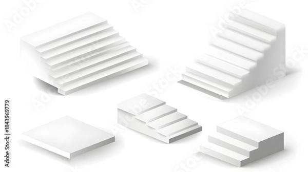 Obraz White staircase elements isometric set stairs step
