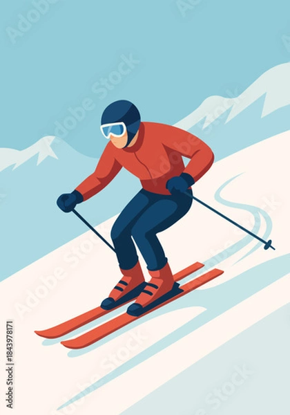 Fototapeta skier on the slope