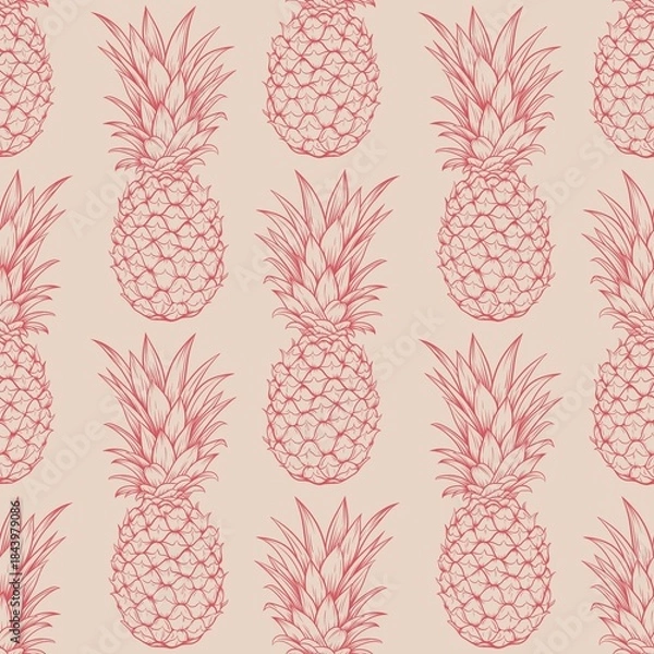 Obraz Seamless Pineapple Pattern on Light Background