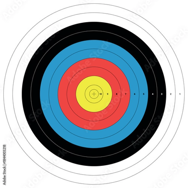 Obraz archery target board, goal with points, printable vector illustration