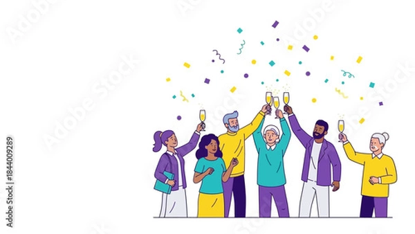 Obraz Celebration Toast with Confetti