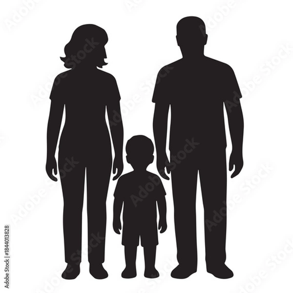 Obraz Loving parents with a child silhouette is ideal for family-themed graphics.