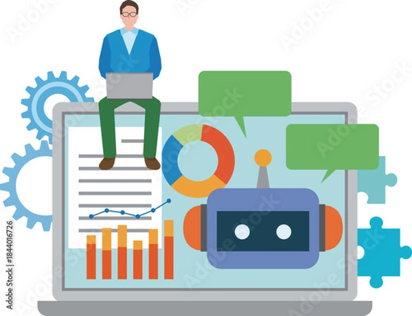 Obraz 人工知能を使って仕事をする男性