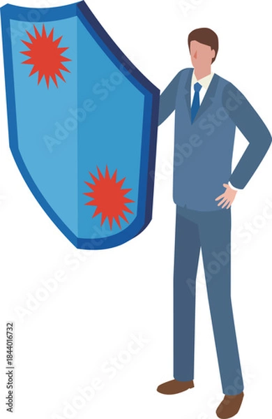 Obraz 盾で身を守るビジネスマン