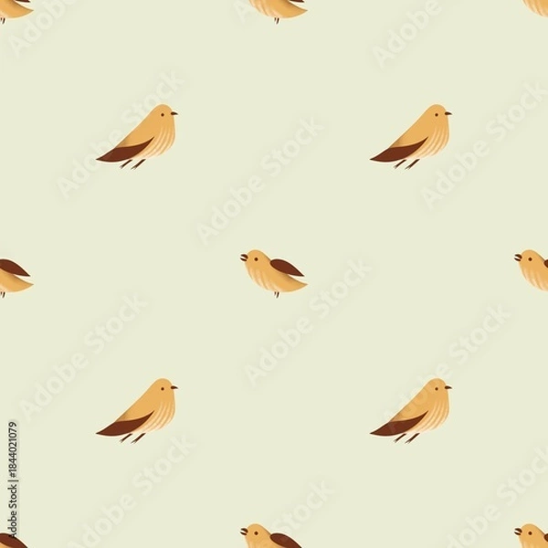Obraz Seamless Pattern with Small Birds on Light Background