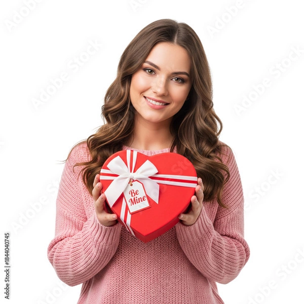 Obraz young woman with gift box