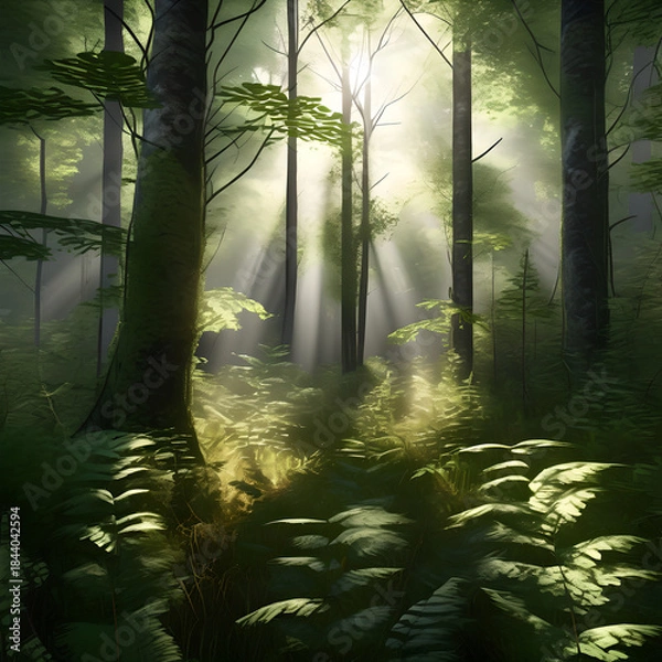 Fototapeta Serene Forest with Sunlight