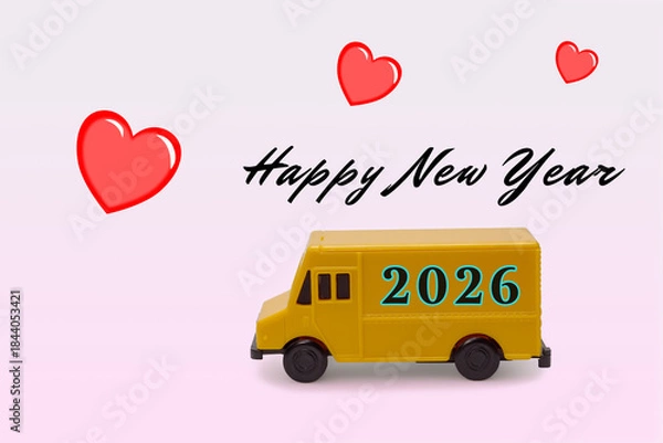 Fototapeta 2026年へ向かうトラックによる新年を迎えるイメージ