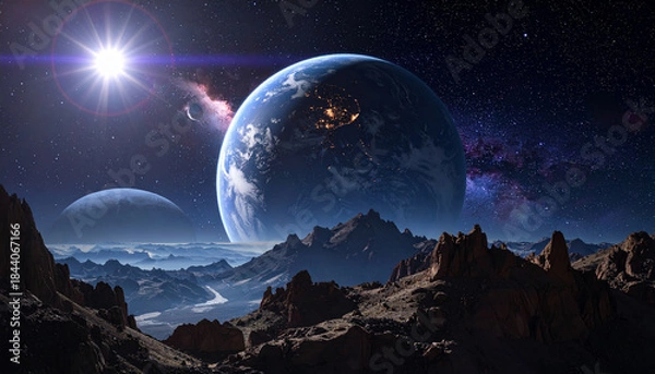 Obraz 宇宙　惑星　生成AI　背景　