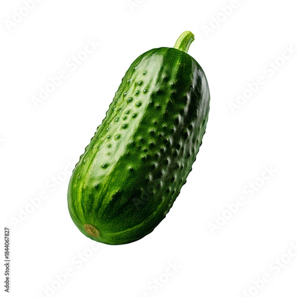 Fototapeta Fresh green cucumber isolated on white background
