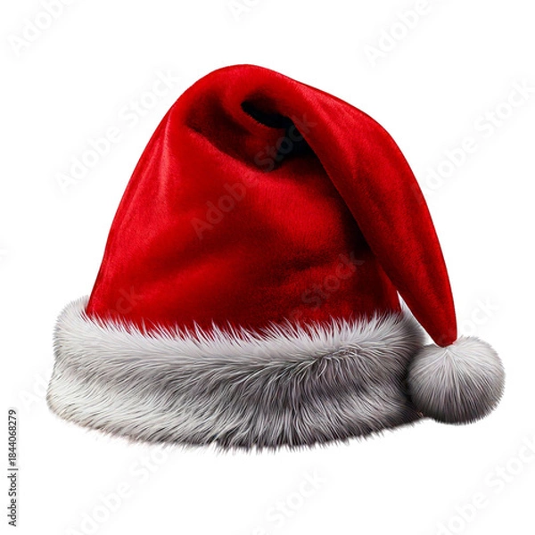 Fototapeta Santa claus red christmas hat with white fur trim